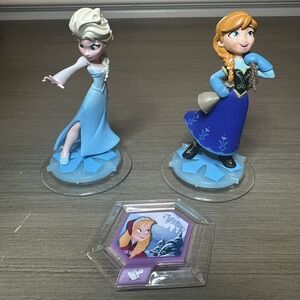 Disney Infinity Frozen Anna and Elsa Figures and Power Disc Lot